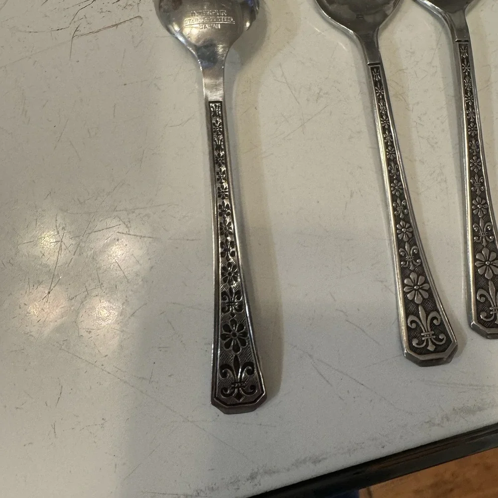 FLORENZ 8 Petal 6 pc Dinner Spoons‎ Interpur Stainless Japan